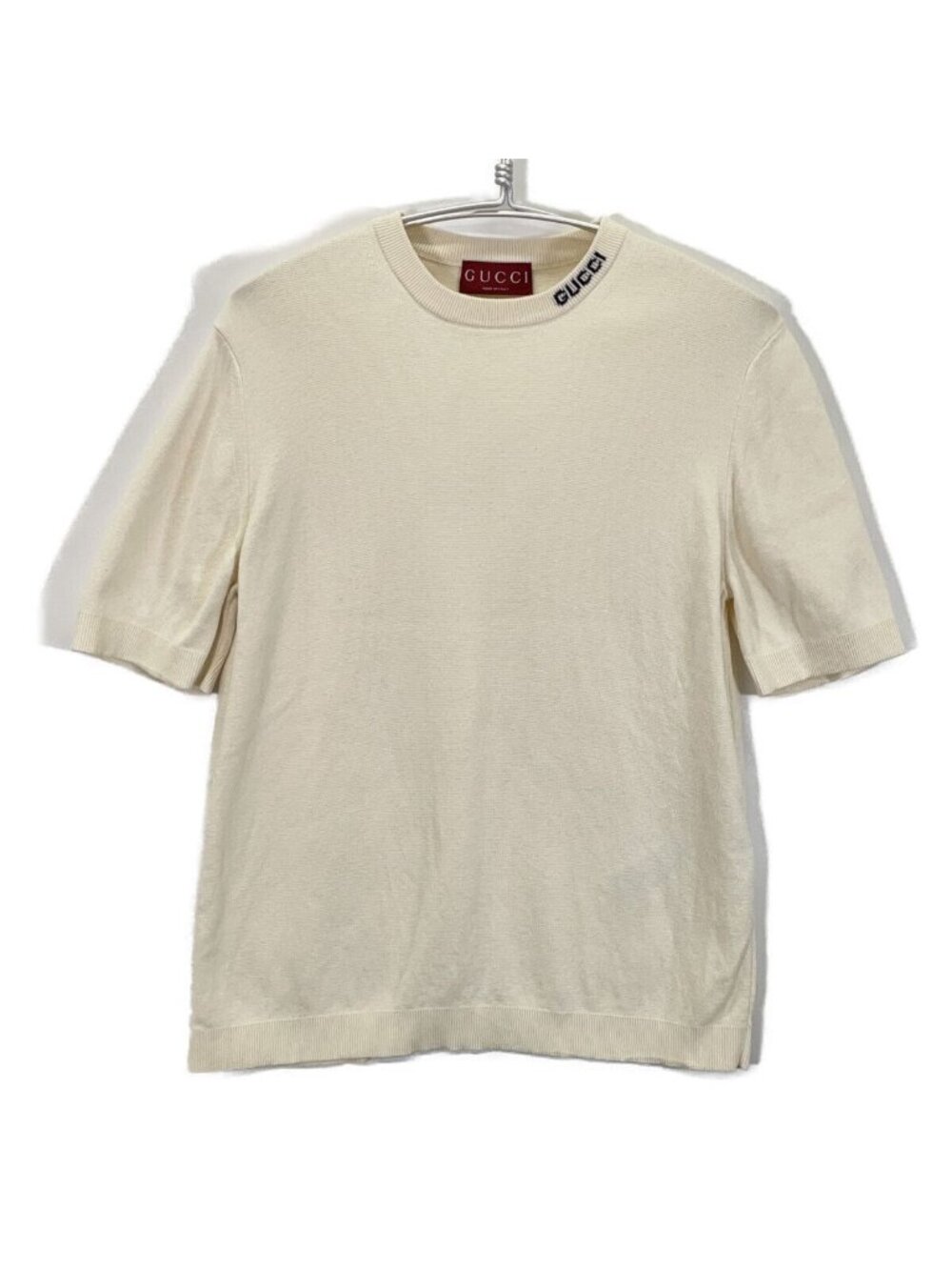 Gucci Ivory Silk Blend Short Sleeve Knit Sweater